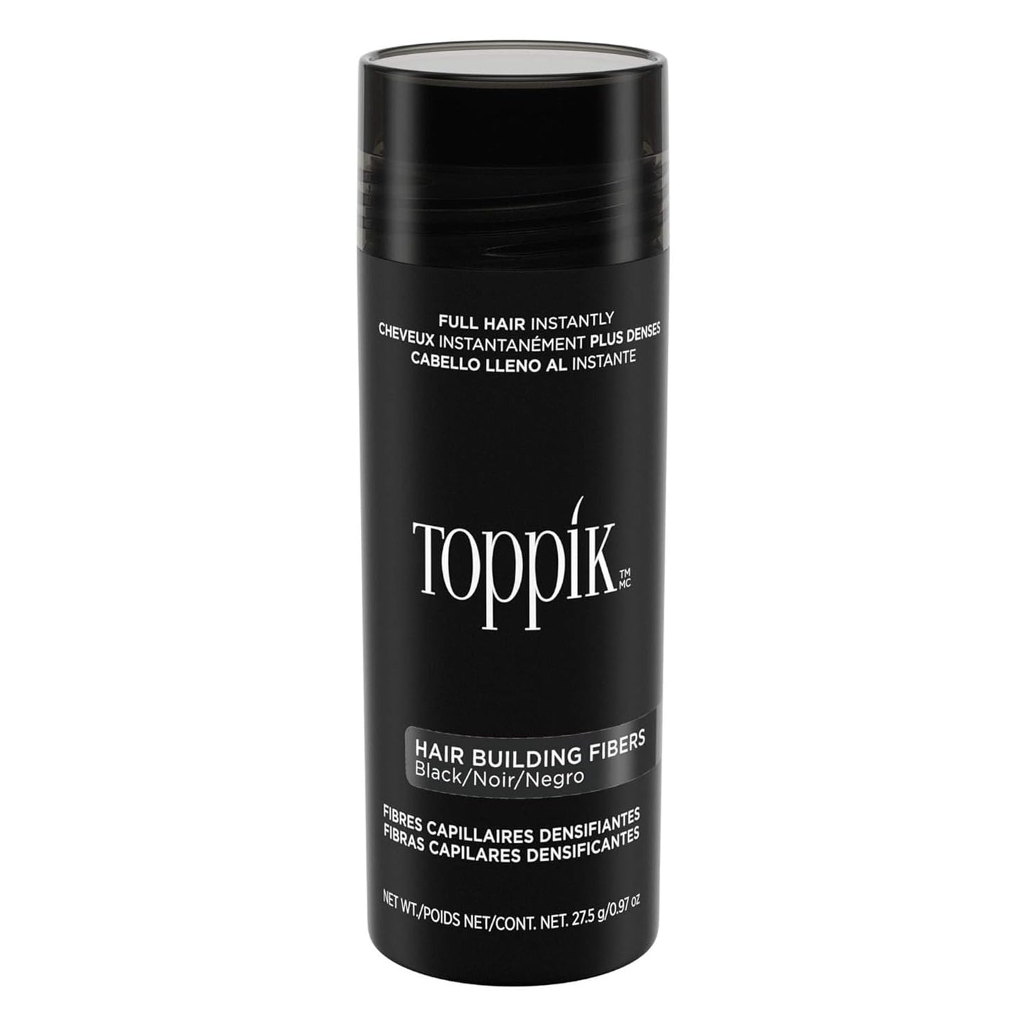 Toppick Hair Building Fibers, Keratin Fibres for Hair Thickening, Bald Spot Coverage 27.5g (Black)