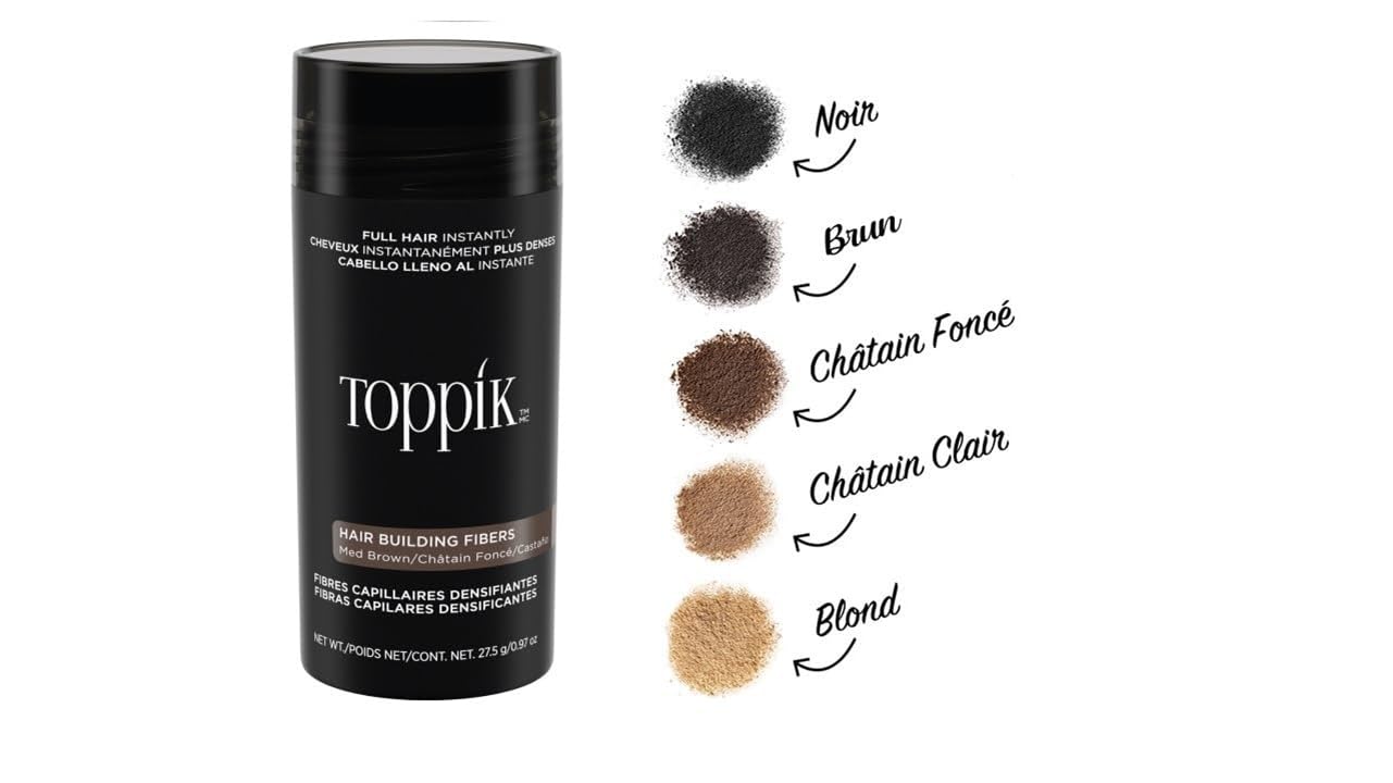 Toppick Hair Building Fibers, Keratin Fibres for Hair Thickening, Bald Spot Coverage 27.5g (Black)