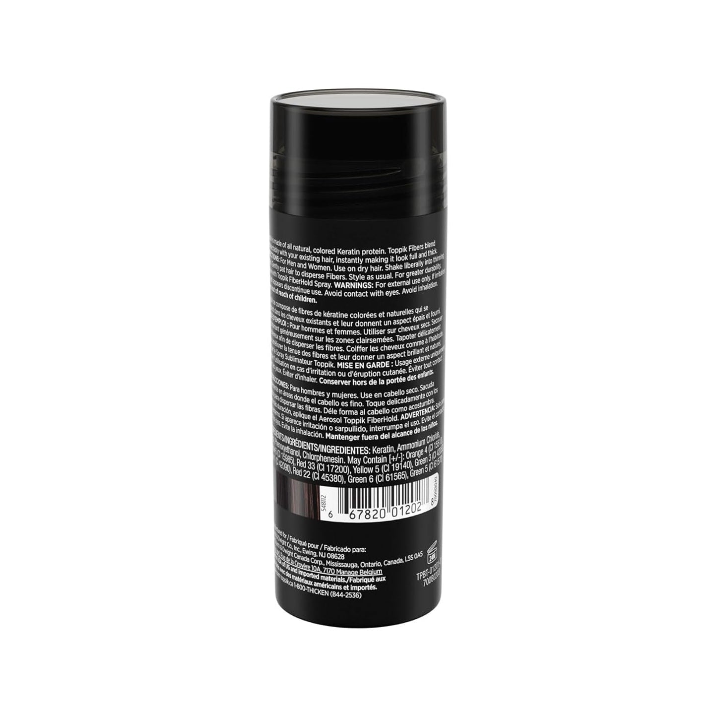 Toppick Hair Building Fibers, Keratin Fibres for Hair Thickening, Bald Spot Coverage 27.5g (Black)